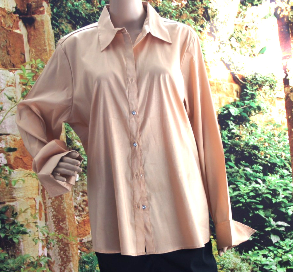 Cotton Express Gold Shimmer Button Front Shirt size 2X